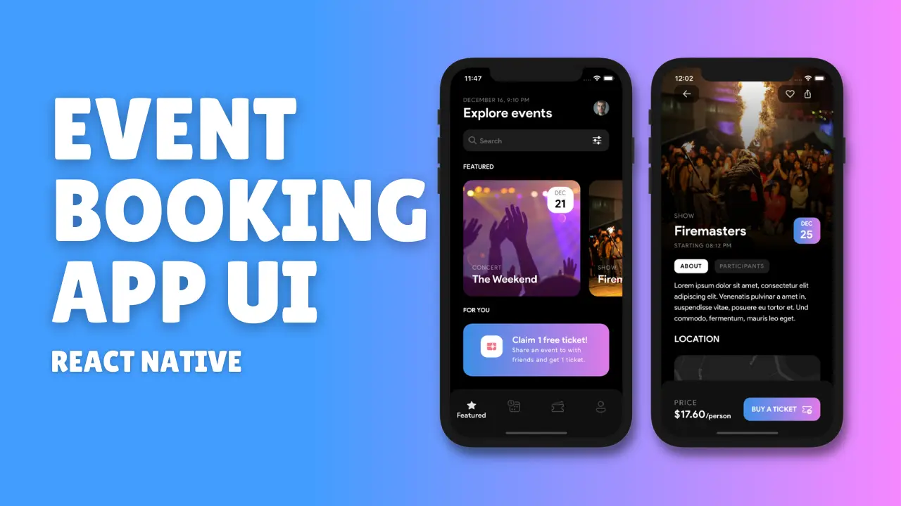 React Native Event Booking App UI