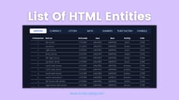 List of HTML Entites